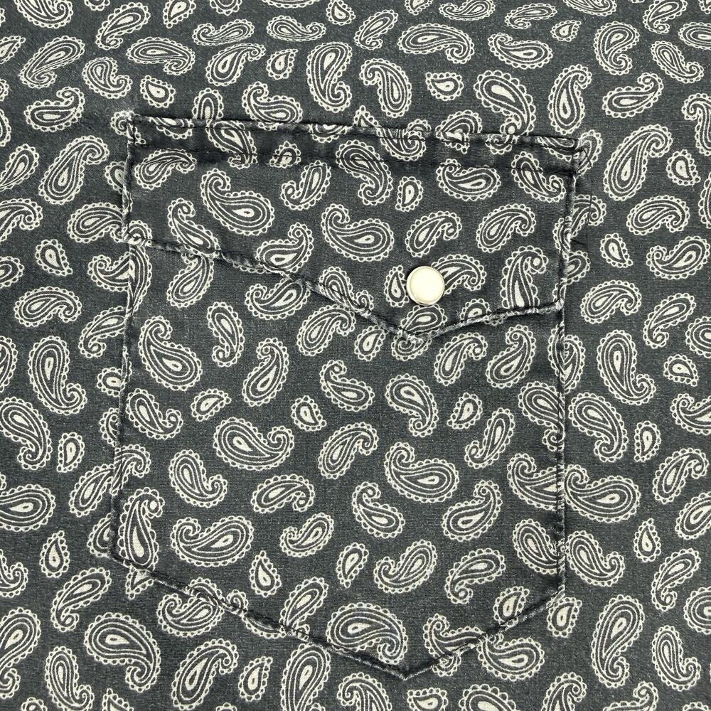 Wrangler Vintage Mens 2XLT Paisley Pearl Snap Western Shirt Gray Long Sleeve - Picture 8 of 10